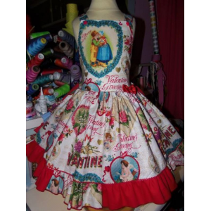 Valentine Day Hearts Love Vintage RARE Fabric Polka Dots Ruffle Dress Valentine Day Hearts Love Vintage RARE Fabric Polka Dots Ruffle Dress