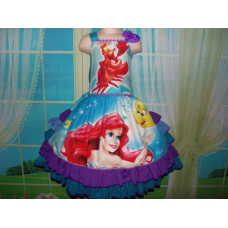 Vintage fabric Ariel Sebastian Mermaid Princess Ruffles Dress Size 5/6/7 