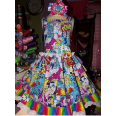 Vintage Back to School My Little Pony Ruffle Dress and Bow Size 5t Ready to ship