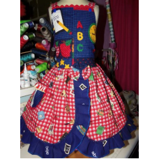 Vintage Back to School Patchwork Dress Size 5t 25in length Ready to Ship