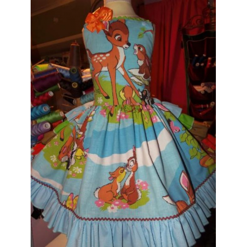 Vintage Patchwork New fabric Bambi Picture Day Ruffle Dress Size 5t Ready to ship Vintage Patchwork New fabric Bambi Picture Day Ruffle Dress Size 5t Ready to ship