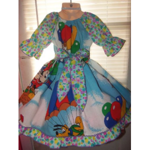 Vintage Patchwork fabric Disney Characters Easter Ruffles Dress and Bow Size 4t Vintage Patchwork fabric Disney Characters Easter Ruffles Dress and Bow Size 4t