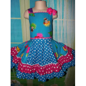 Vintage Patchwork fabric Ruffles Trolls Russ Gnome Dress Size 4t/5t Vintage Patchwork fabric Ruffles Trolls Russ Gnome Dress Size 4t/5t