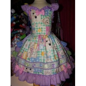 Vintage fabric Bears toys staff animals Dress Size 5t Ready to ship