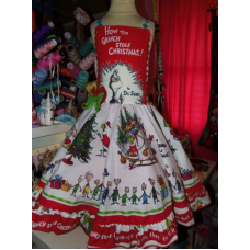 Vintage fabric Grinch Christmas Dress Size 9-10 girls Ready to ship