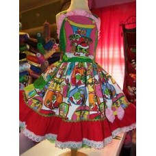 Vintage Fabric  Grinch stole christmas Girls Dress   Size 4