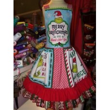 Vintage Fabric  Grinch stole christmas Girls Dress Size 8/9 29 in Length
