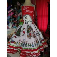 Vintage Fabric  Grinch stole christmas Girls Dress   Size 9/10
