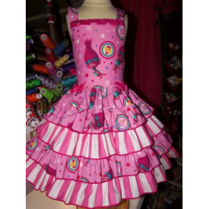 vintage fabric Poppy Troll Smile Doll Ruffle Dress Size 5t/6 Ready to ship vintage fabric Poppy Troll Smile Doll Ruffle Dress Size 5t/6 Ready to ship